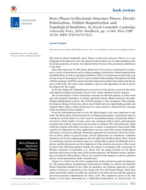 berry phases in electronic structure theory